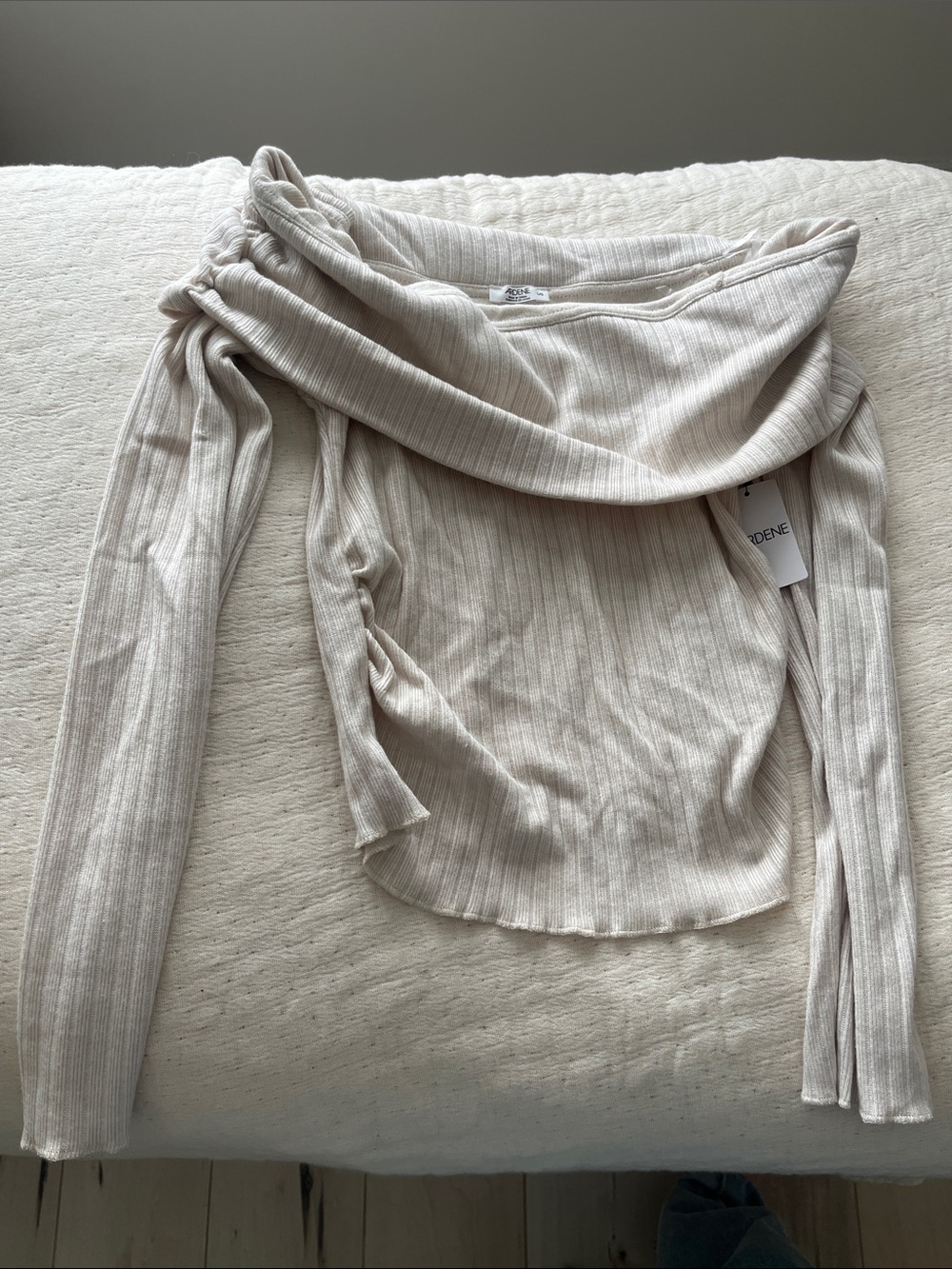 Ardene Ribbed Knit Top - Light Beige